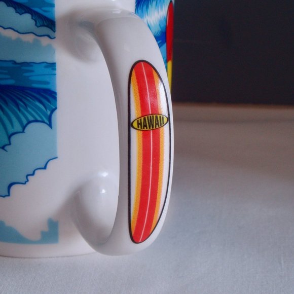 Hawaii Slippers Flop Flops Surf’s Up Surfboard Coffee Mug Set Beach Tea Souvenir - Picture 10 of 14